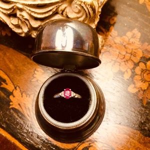 Vintage ruby gem,  ladies or girls 10K white gold ring size 7 appx.